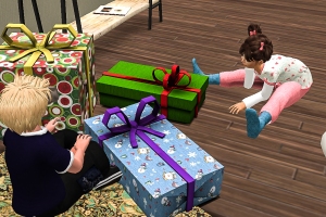 Timmy opening his gifts